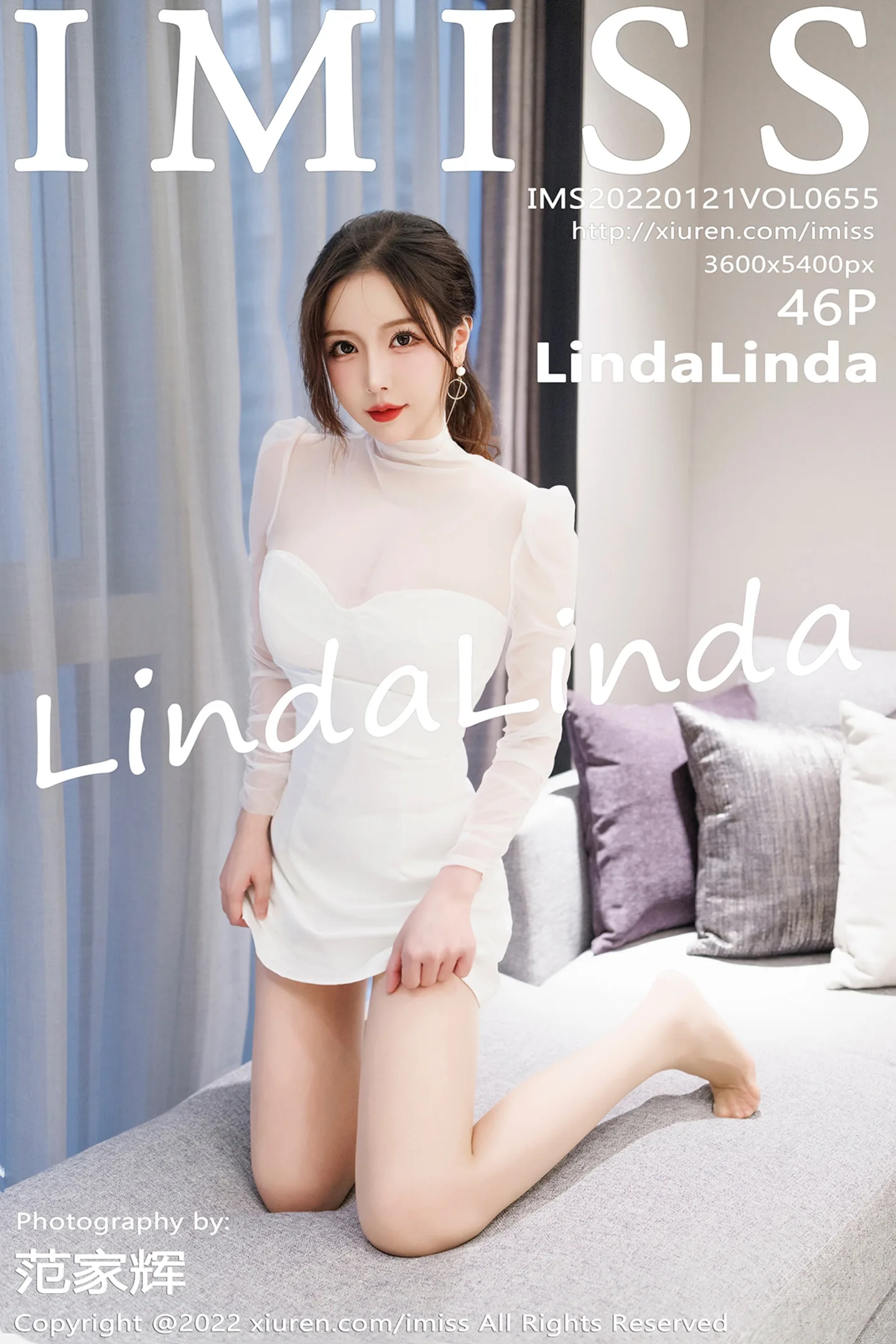 [IMISS爱蜜社]Vol.655_模特LindaLinda私房白色薄透连衣裙配肉丝裤袜秀丰满身材诱惑写真46P-秀人网 - XiuRen.Space